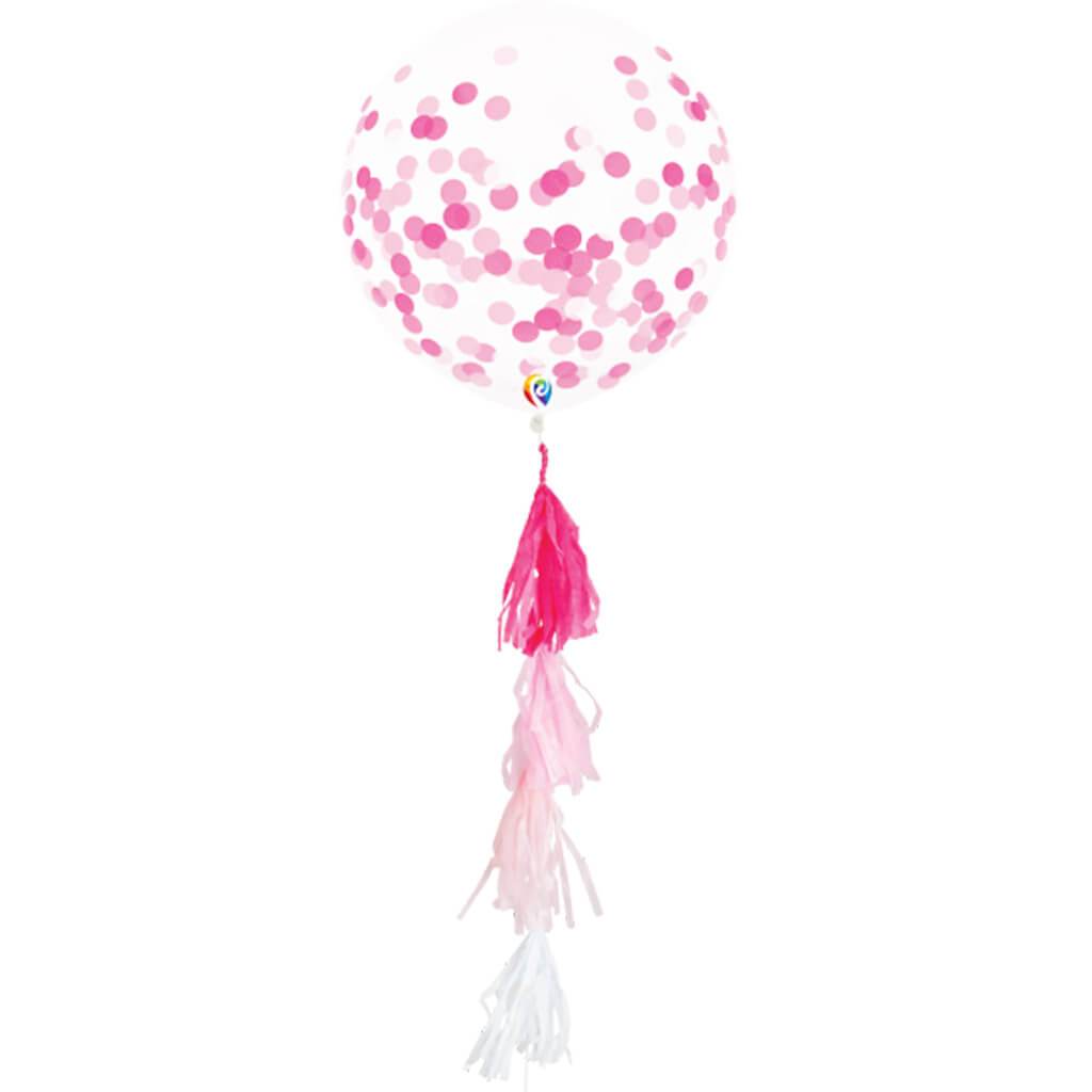 Confetti Balloon Multi Pink With Tassel  3ct, 17in