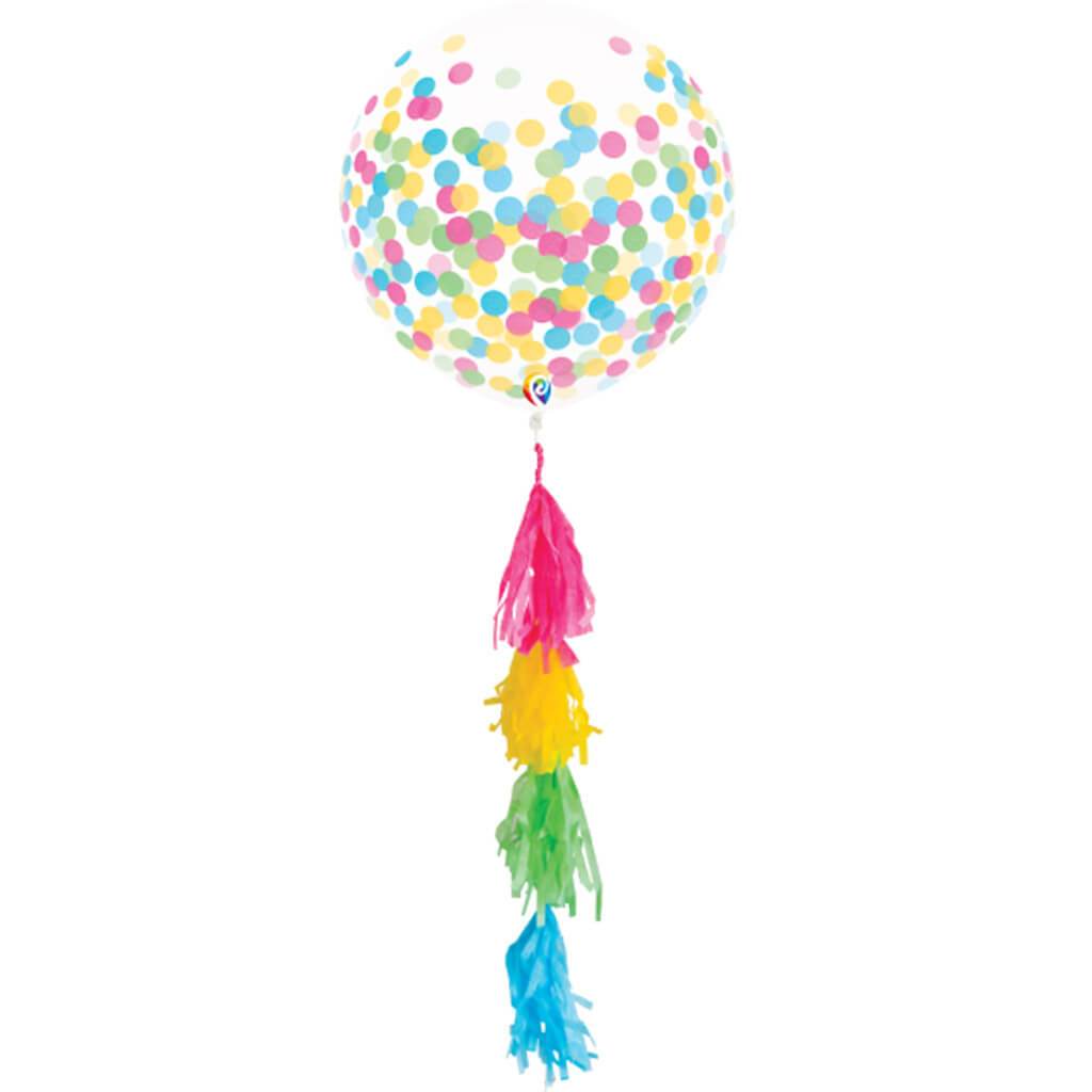 Confetti Balloon Multi Color With Tassel 3ct, 17in