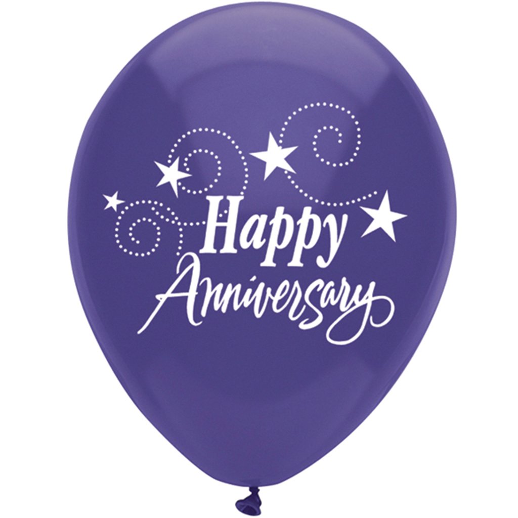 Latex Balloons Happy Anniversary 8ct, 12in