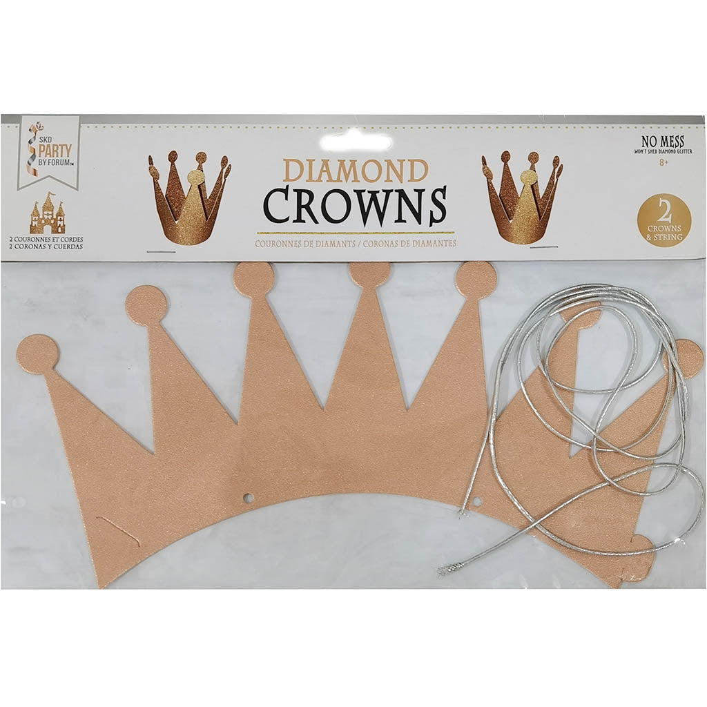 Rose Gold Diamond Party Crowns 2pcs