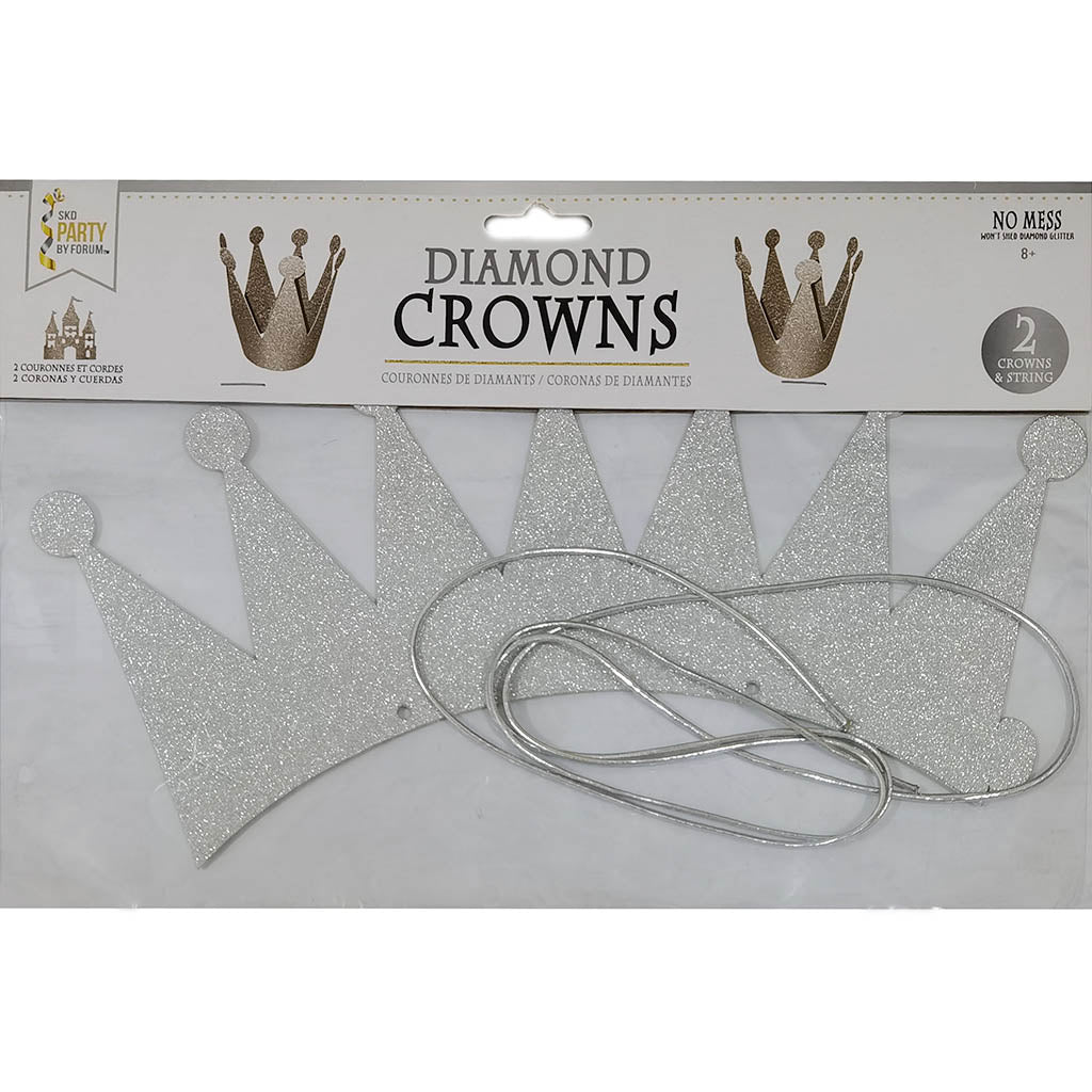 Silver  Diamond Party Crowns 2pack