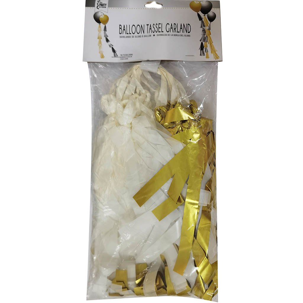 Balloon Tassels Matte Gold White