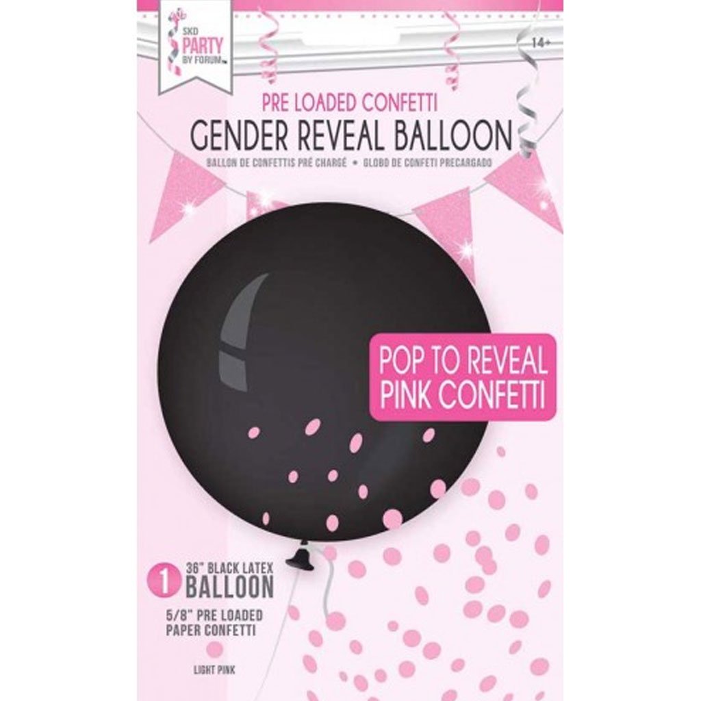 Black Gender Reveal Balloon Light Pink 36in