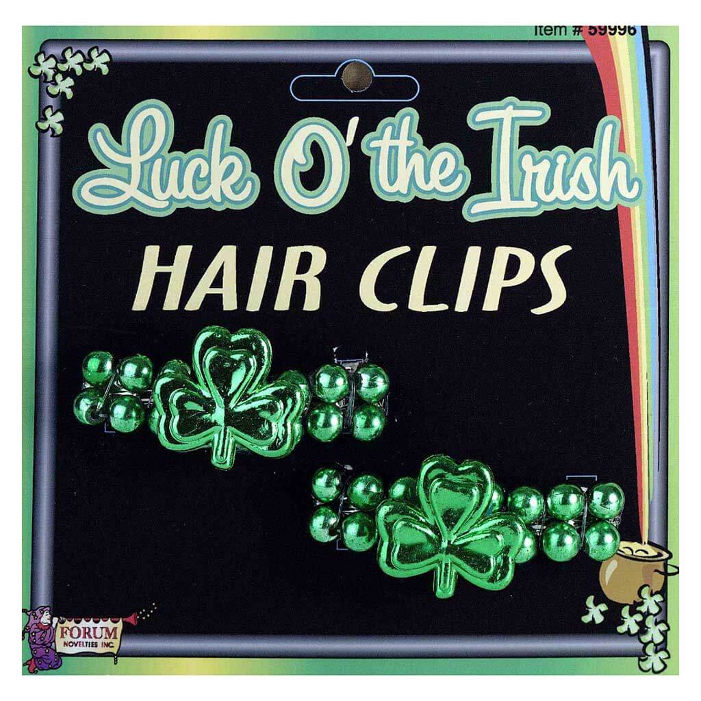 Shamrock Hair Clips 2 Per Card