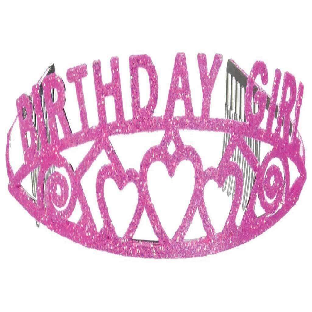 Glitter Birthday Girl Tiara Pink