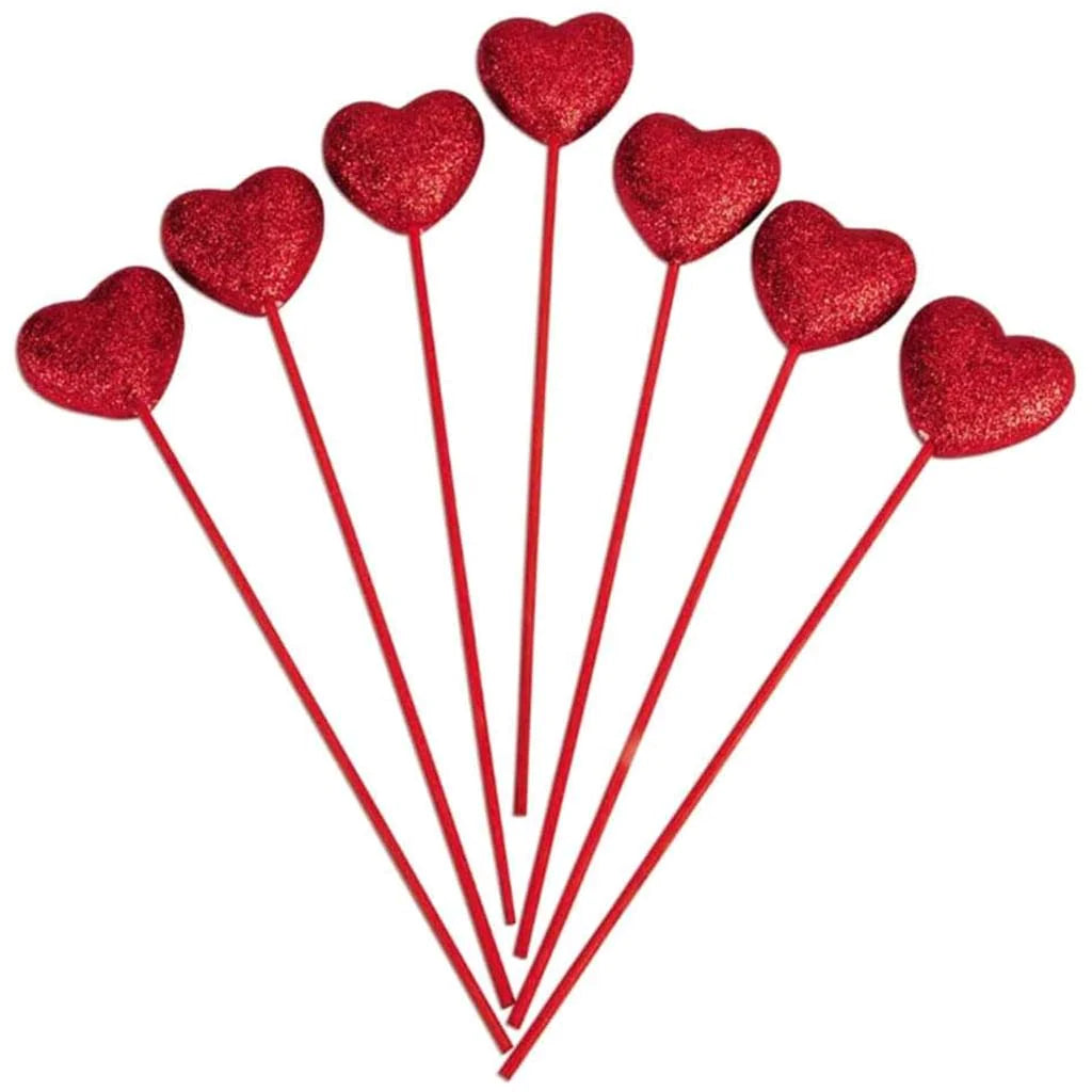 Valentines Glitter Heart Picks