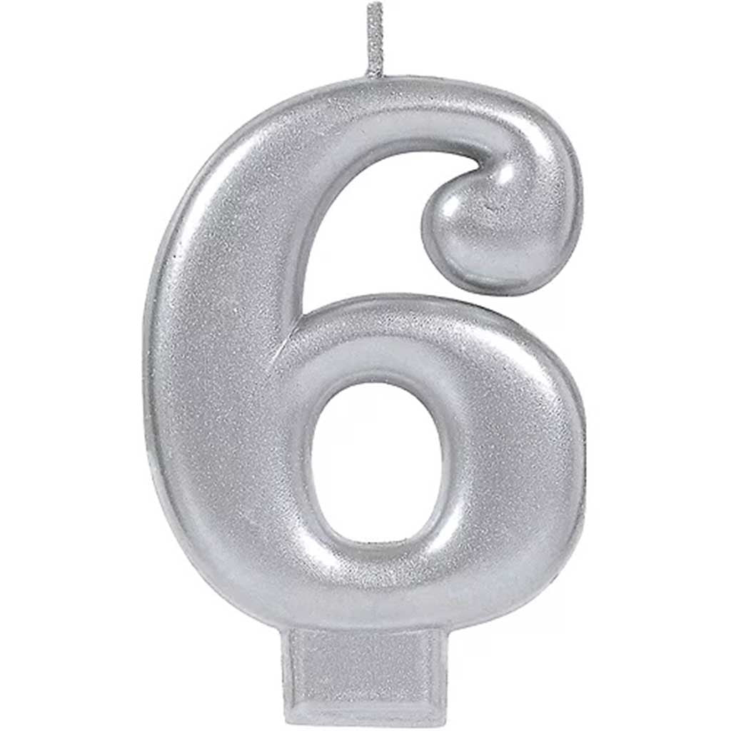 Silver Number Candles 6