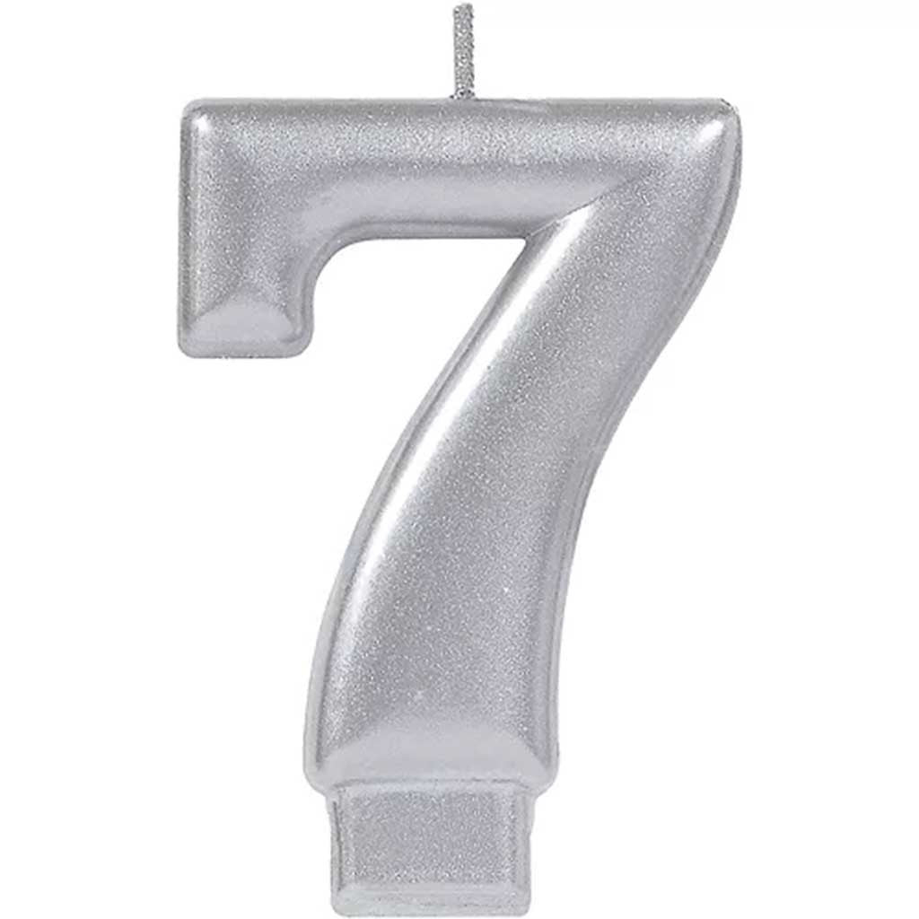 Silver Number Candles 7