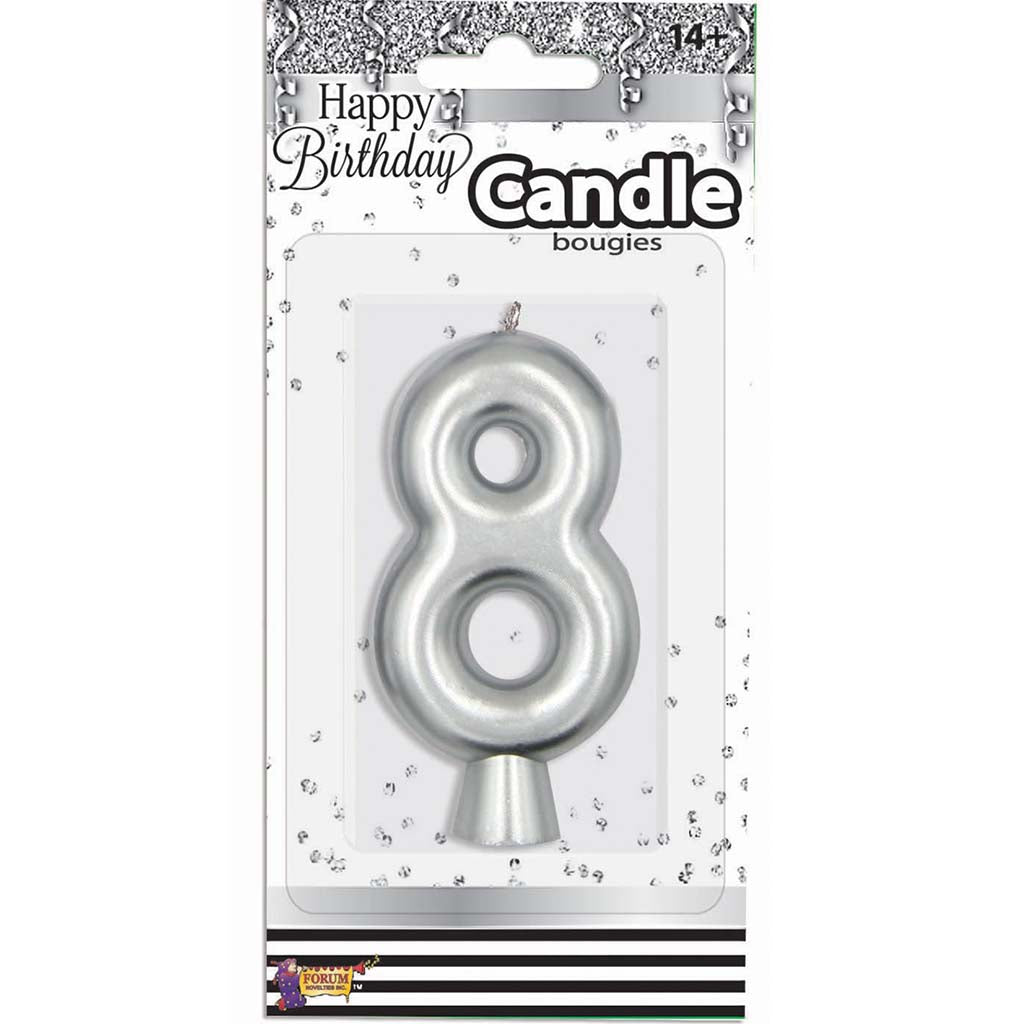 Silver Number Candles 8