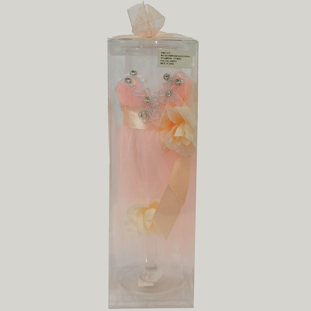 Peach Dress Champagne Glass Cover