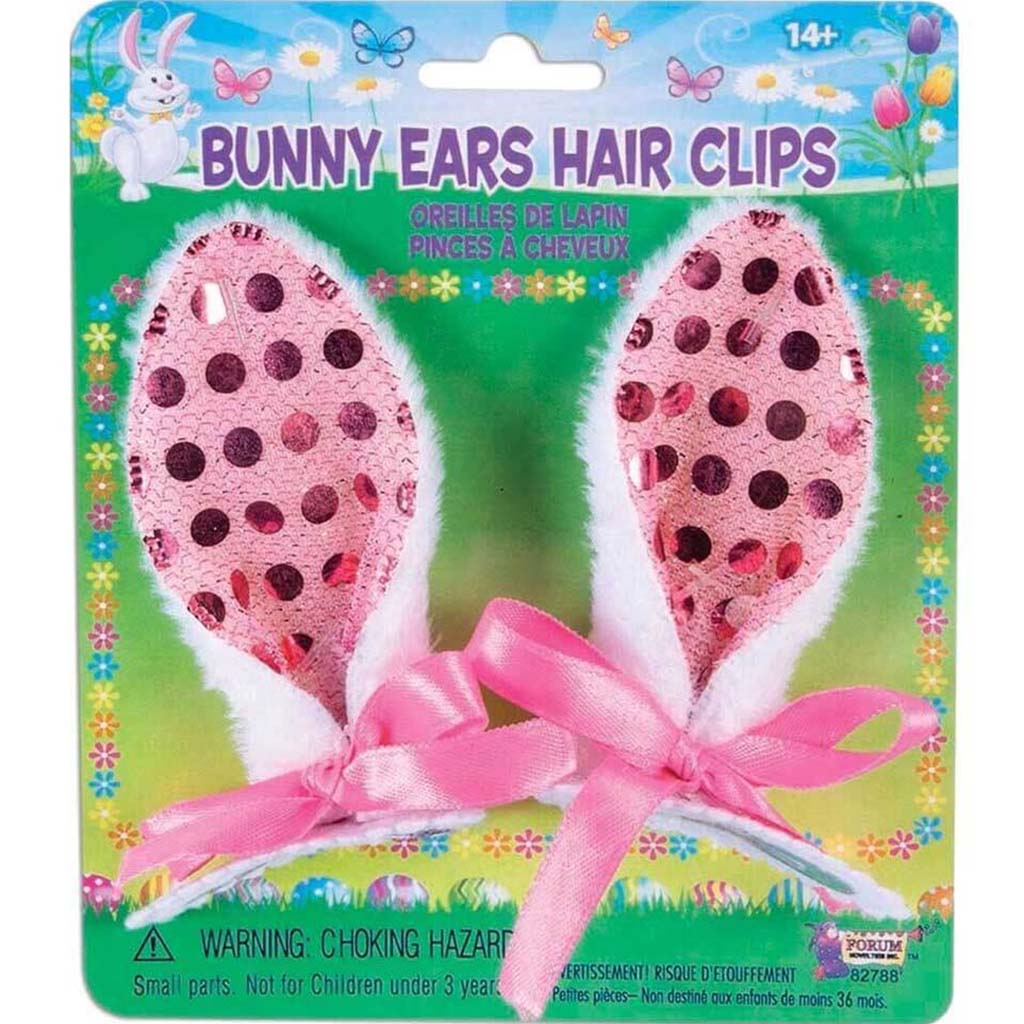 Easter Bunny Ears Hair Clips Pink Sequins