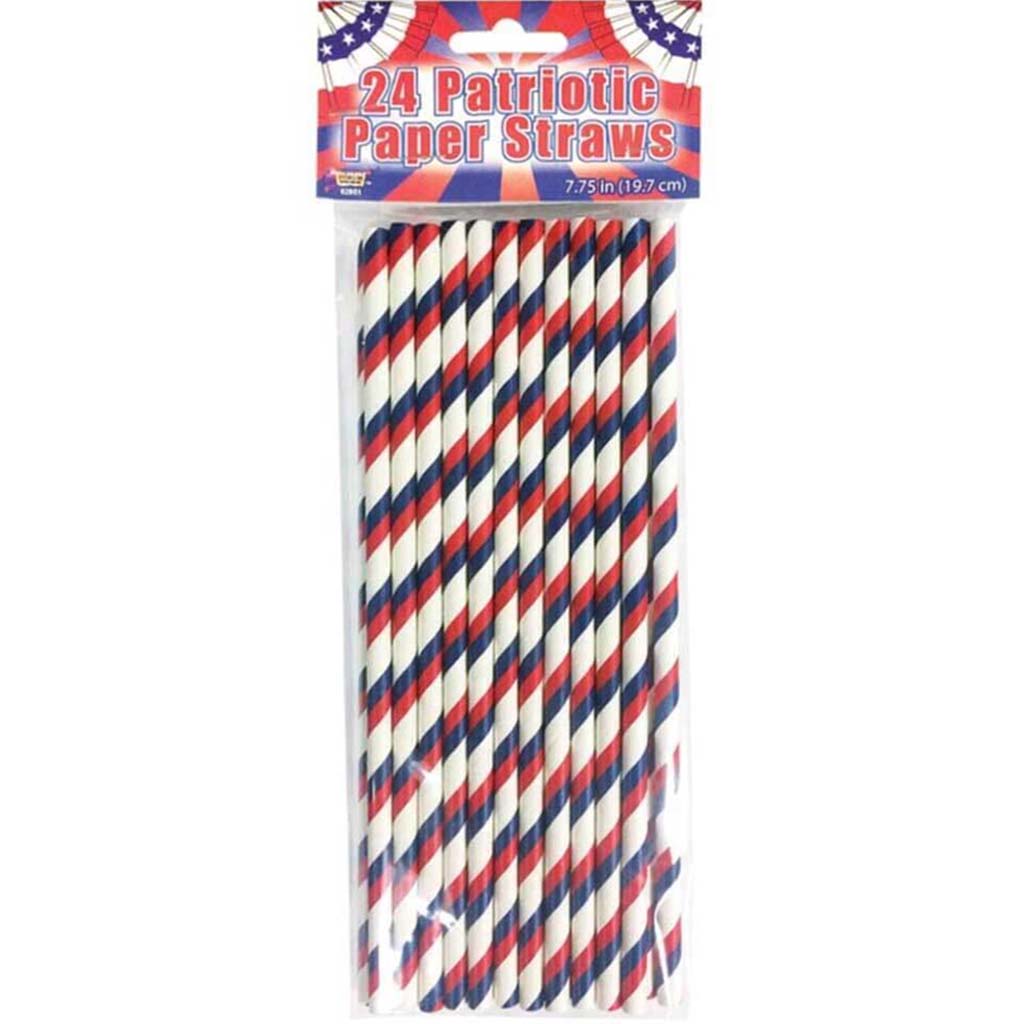 Patriotic Swirl Stripe Paper Straws