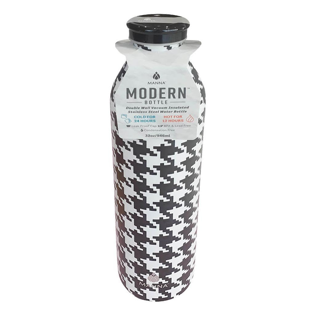 Modern Black White Houndstooth Bottle 32oz / 946ml