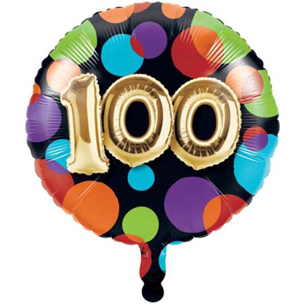 100th Balloon Birthday Metallic Balloon 18in