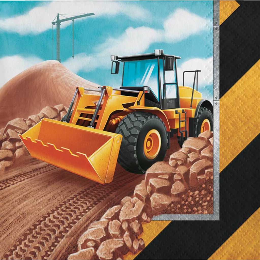 Big Dig Construction Beverage Napkins 2ply 16ct