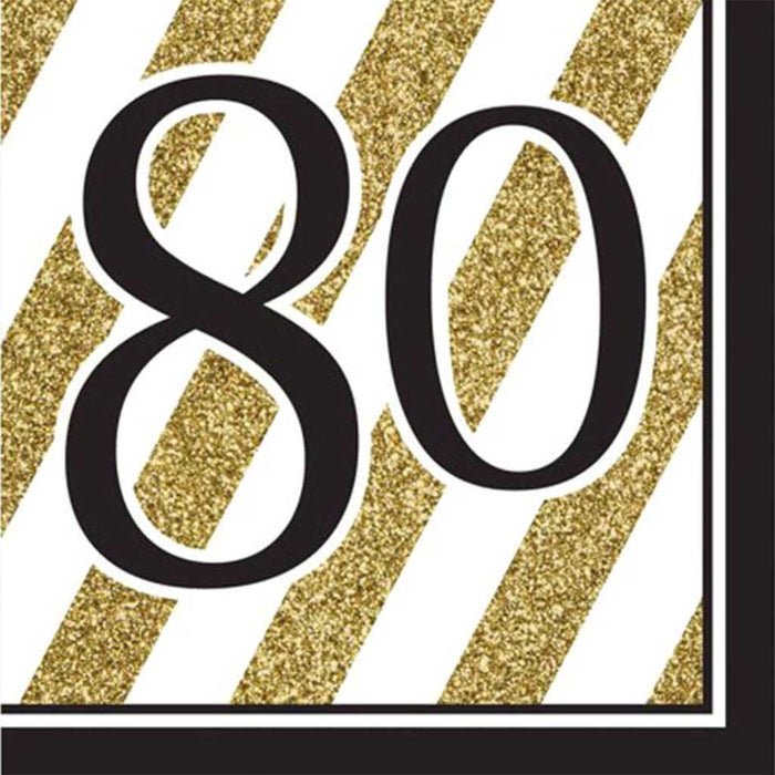 80th Black & Gold Luncheon Napkin 3Ply 16ct