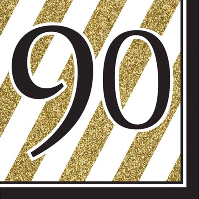 90th Black & Gold Luncheon Napkin 3Ply 16ct