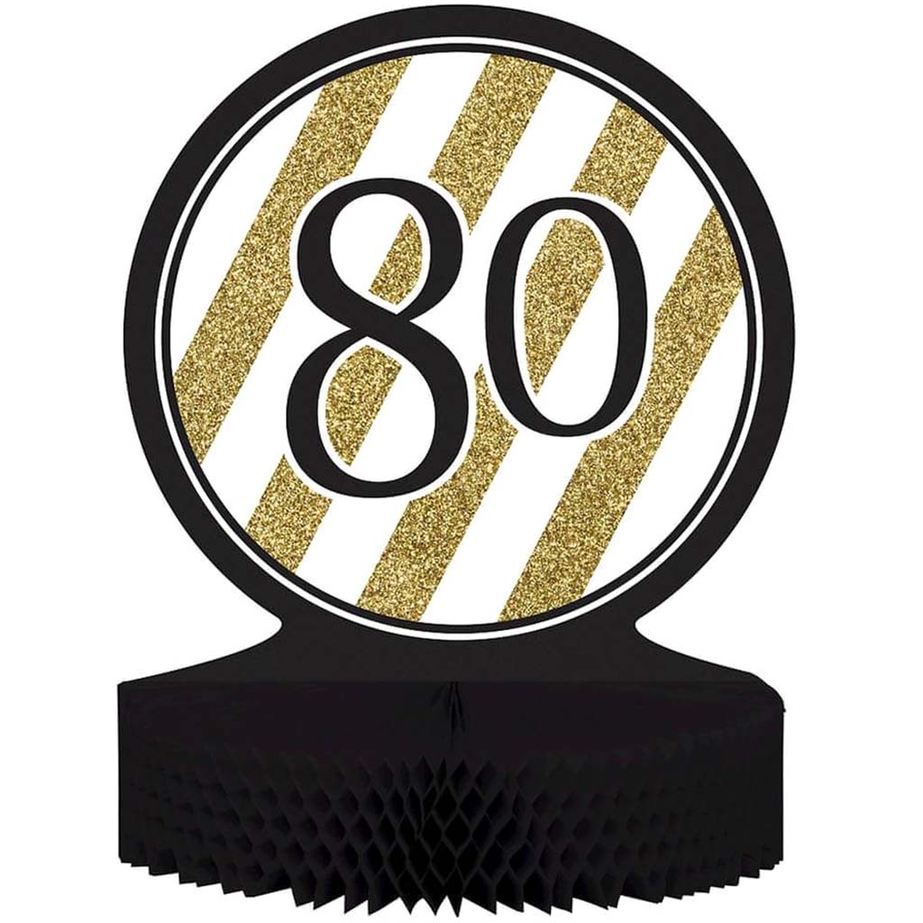 80th Black and Gold Honeycomb Centerpiece