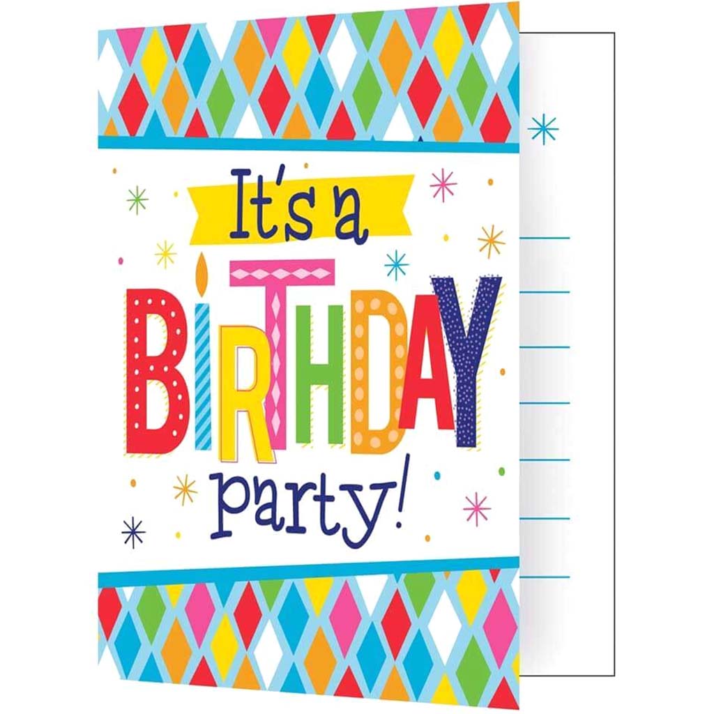 Bright Birthday Foldover Invitations 8ct