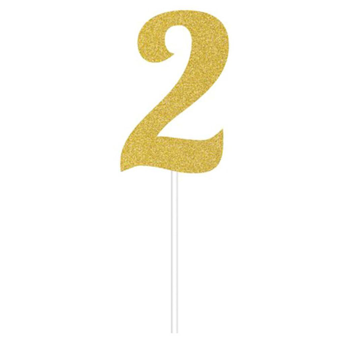 Cake Topper 2 Glitter Gold