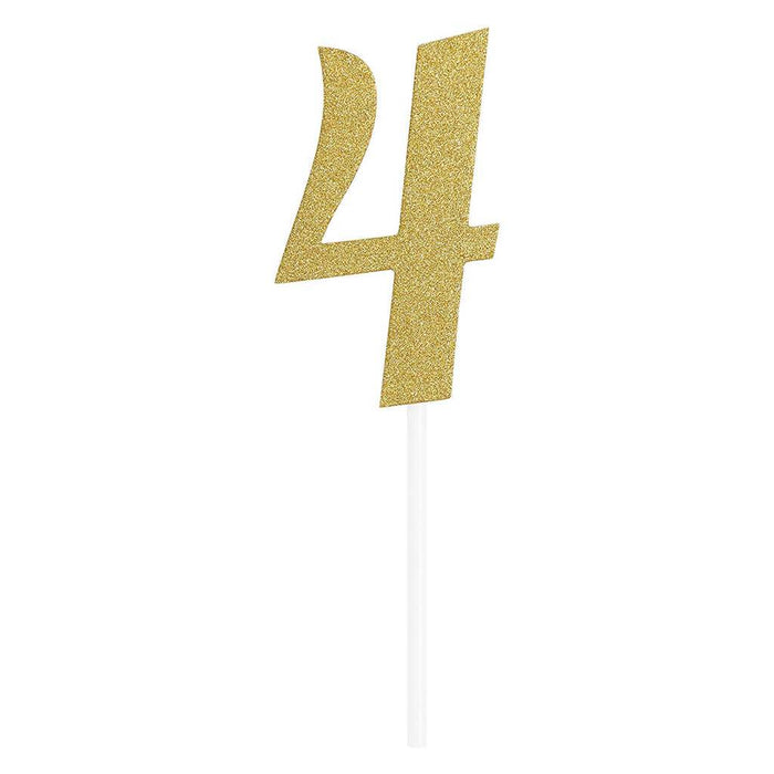 Cake Topper 4 Glitter Gold