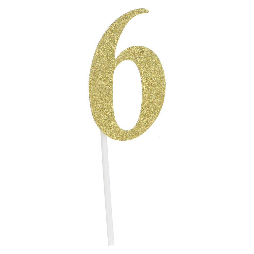 Cake Topper 6 Glitter Gold