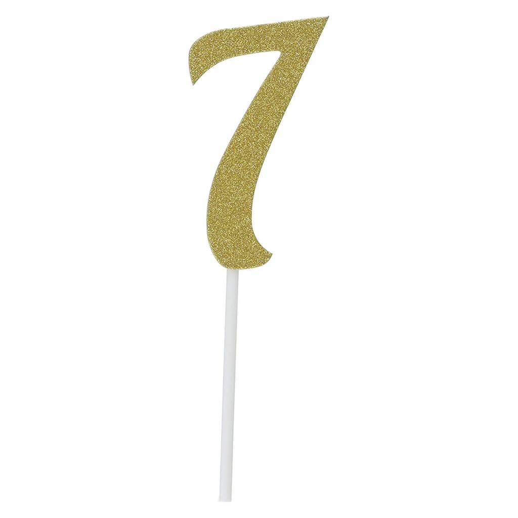Cake Topper 7 Glitter Gold