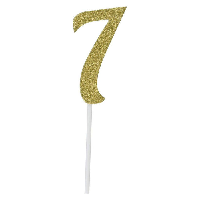 Cake Topper 7 Glitter Gold