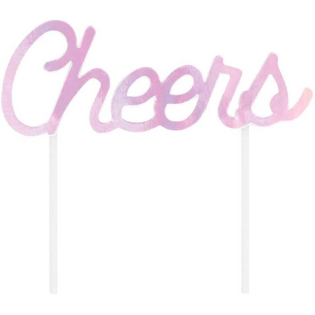 Iridescent Party Cheers Cake Topper