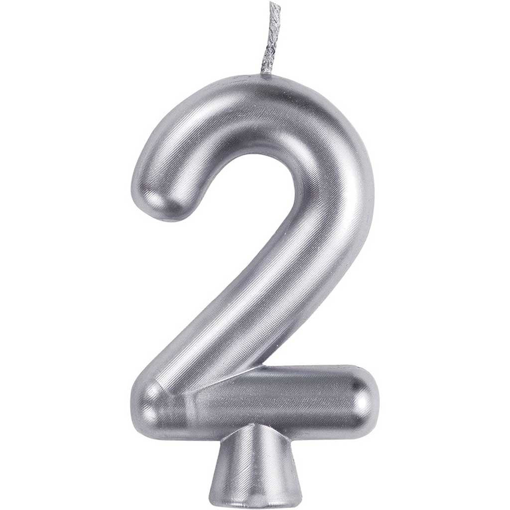 Silver Number Candle