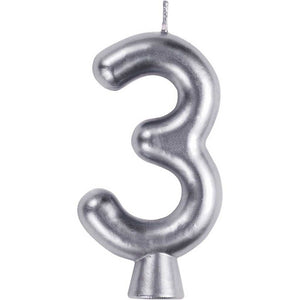 Silver Number Candle