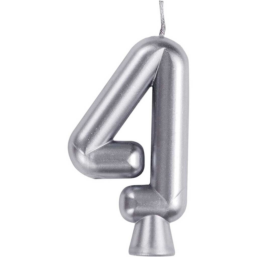 Silver Number Candle