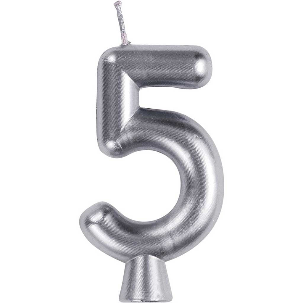 Silver Number Candle