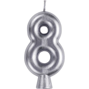 Silver Number Candle