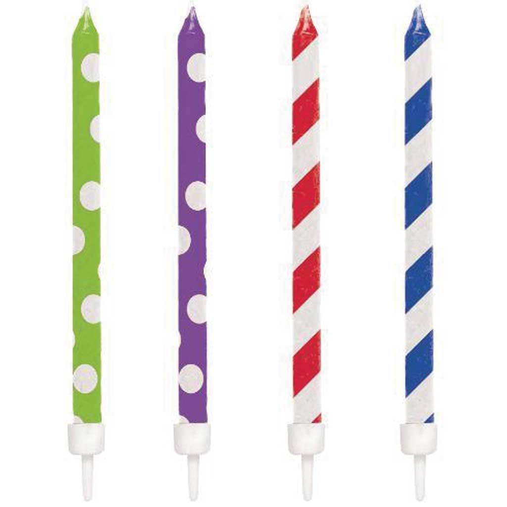 Primary Colors Patterns Large Candles 12ct