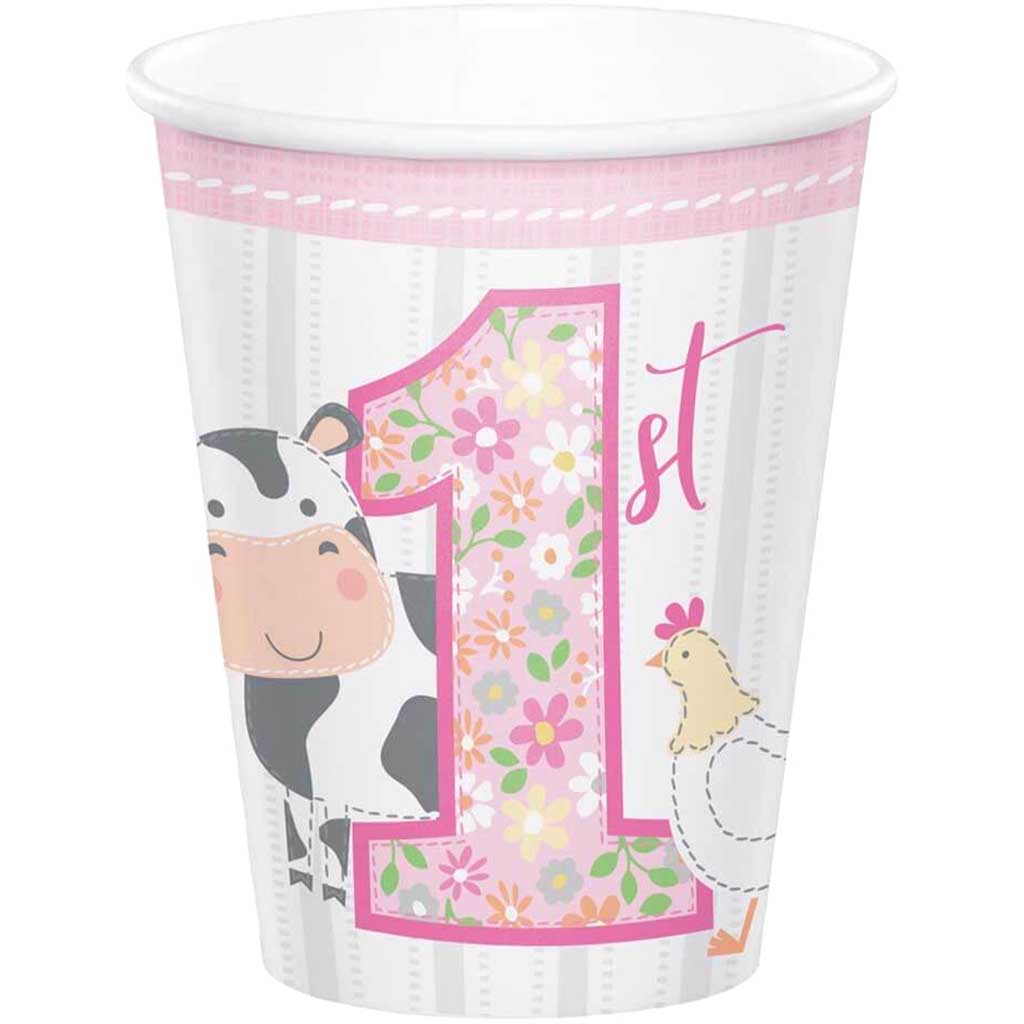 Farmhouse Birthday Pink Hot/Cold Cups 9oz 8ct