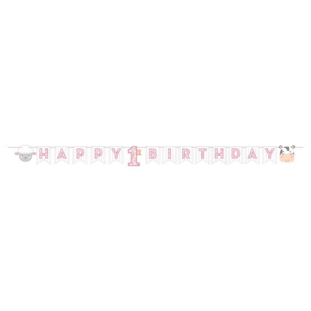 Farmhouse Birthday Pink Banner