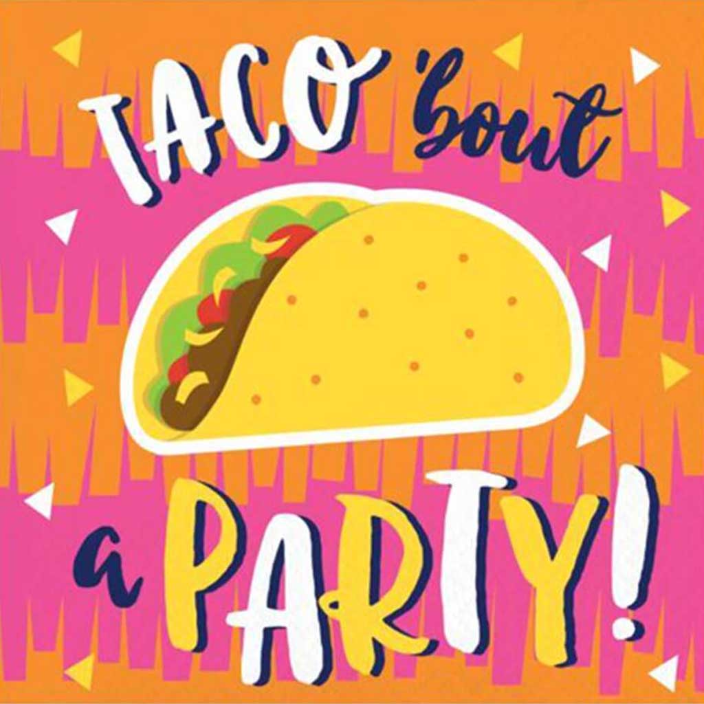 Fiesta Fun Beverage Napkins Taco Party 2ply 16ct