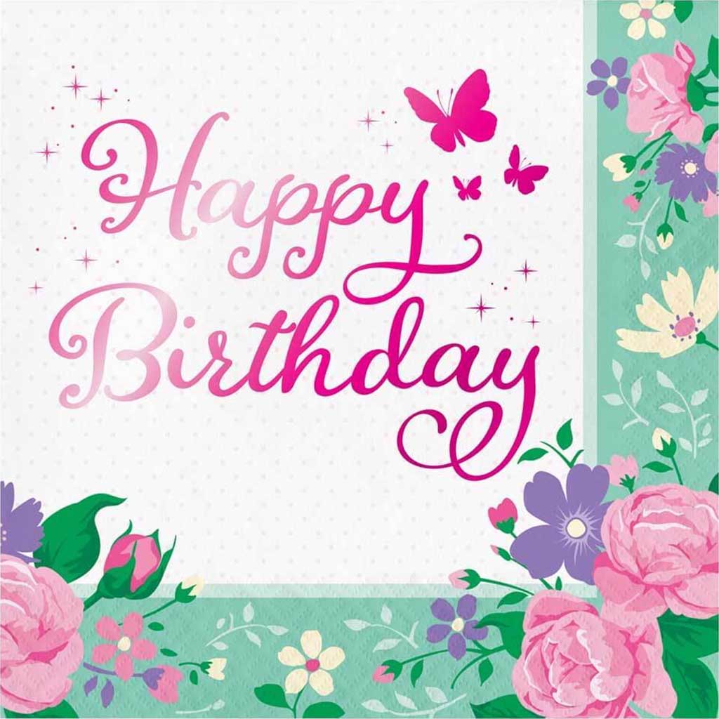 Floral Fairy Sparkle Foil Stamp Luncheon Napkins 2ply 16ct