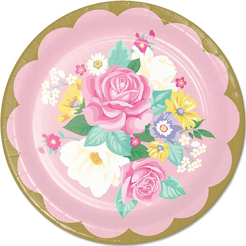 Floral Tea Party Paper Dinner Plates 9in 8ct