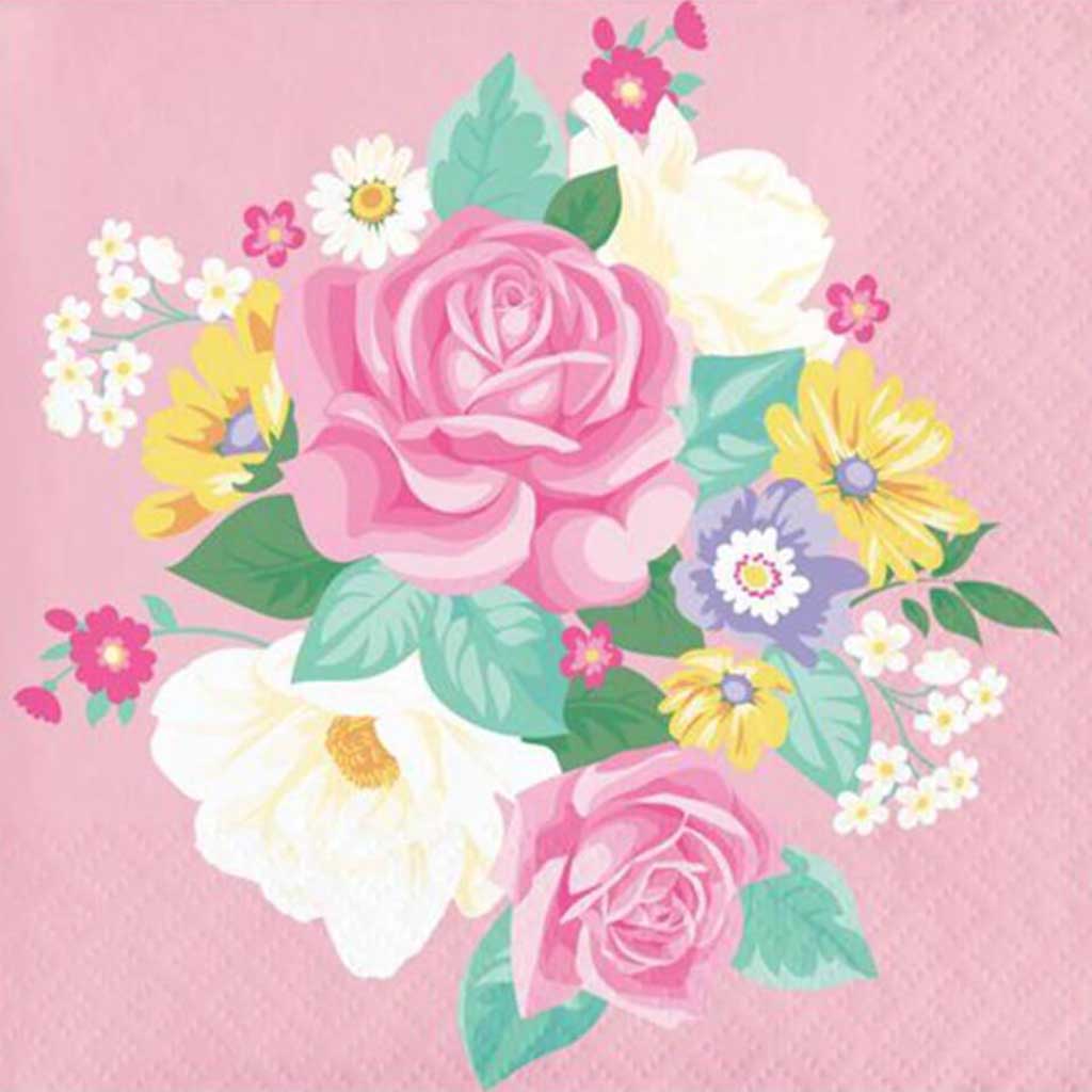 Floral Tea Party Beverage Napkins 2ply 16ct