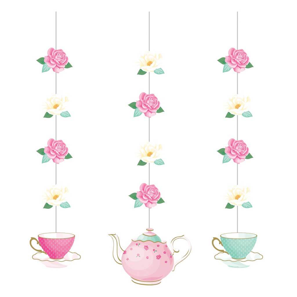 Floral Tea Party Hanging Cutouts