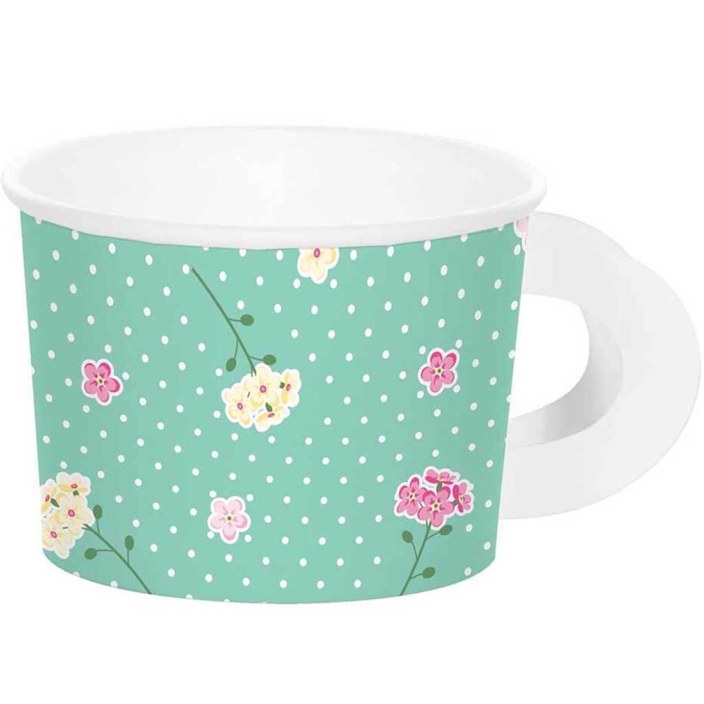 Floral Tea Party Assorted Treat Cups with Handles 8ct