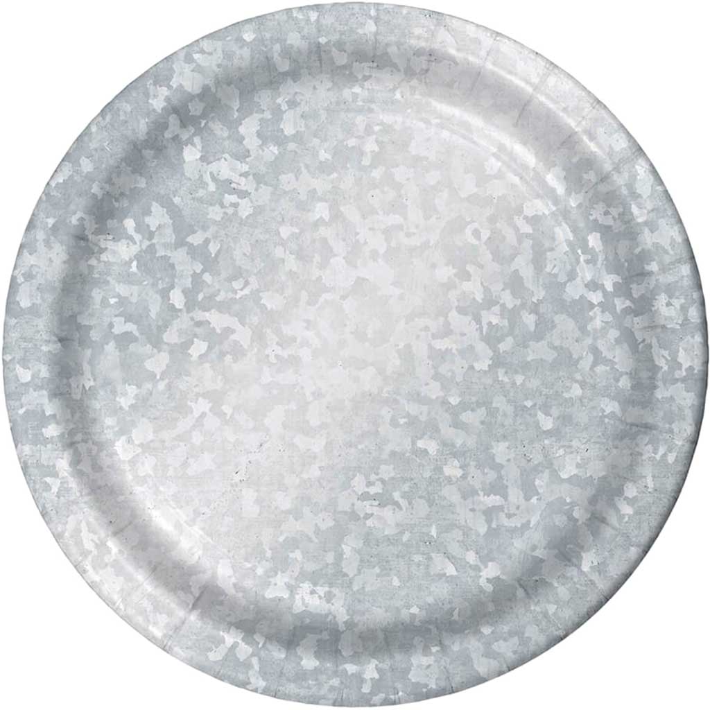 Galvanized Paper Dinner Plates 8ct