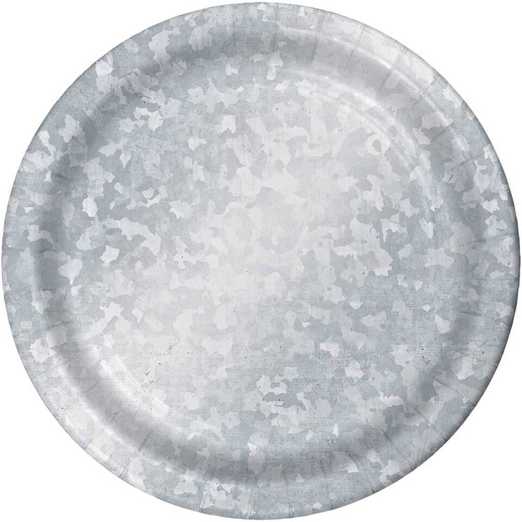 Galvanized Foil Stamped Paper Dessert Plates 8ct