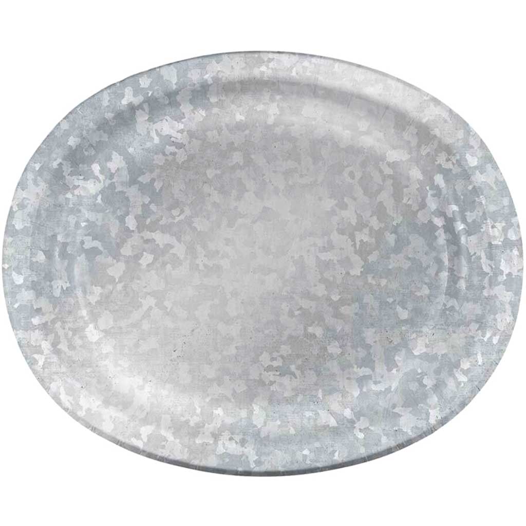 Galvanized Paper Oval Plates 8ct