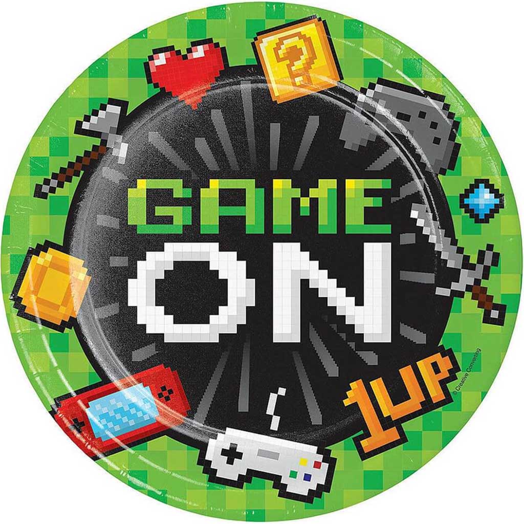 Gaming Party Paper Dinner Plates 9in 8ct