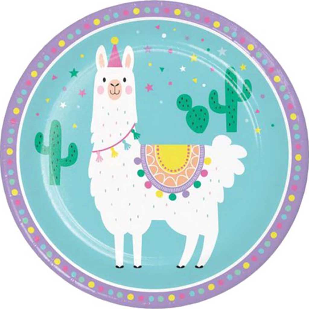 Llama Party Paper Dinner Plates 9in 8ct