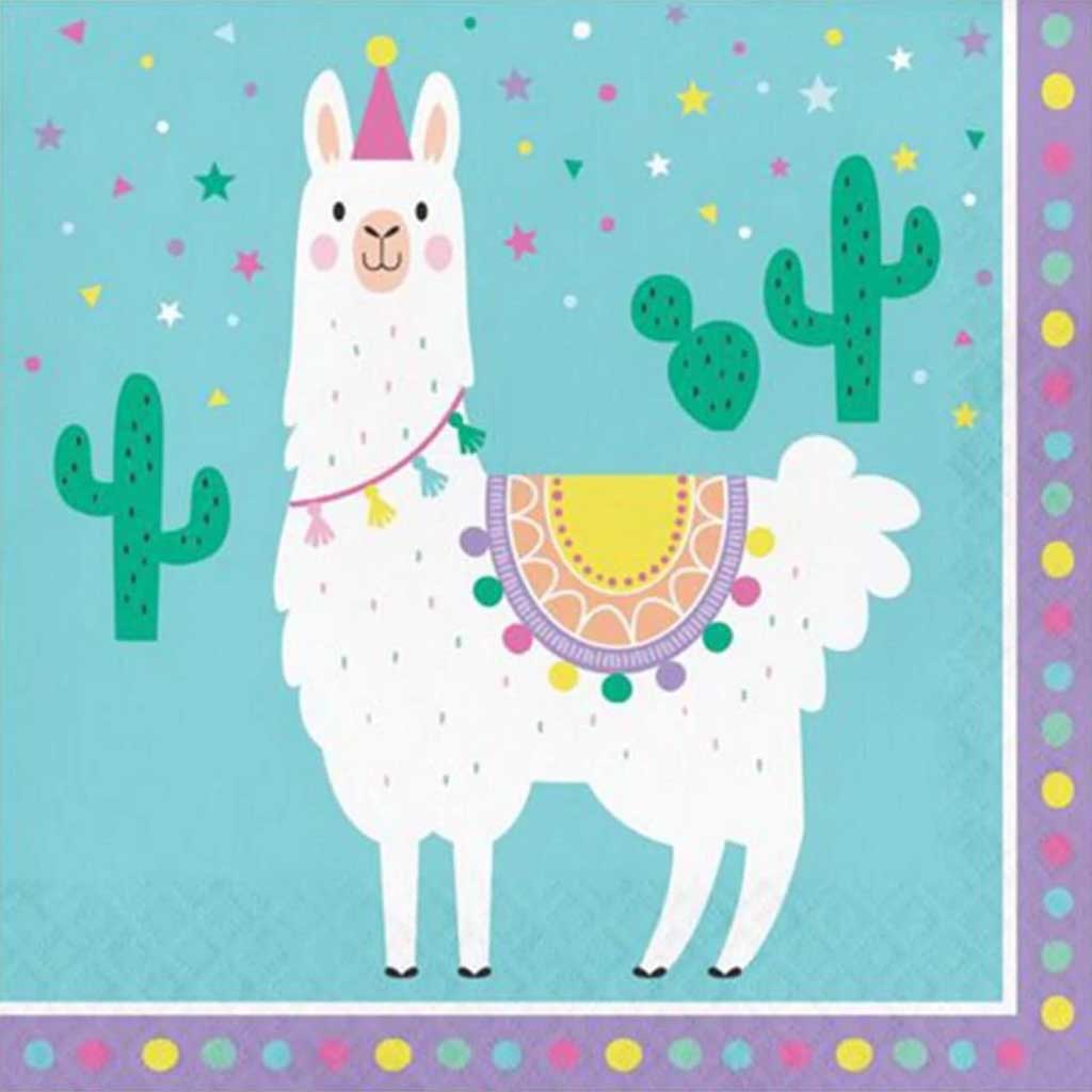 Llama Party Supplies Lunch Napkins 2ply 16ct