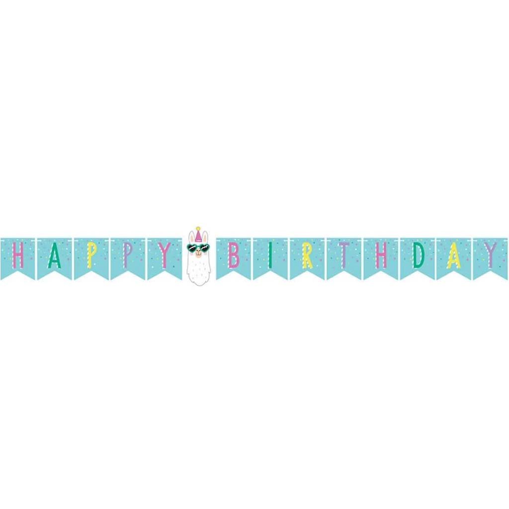 Llama Party Banner with Happy Birthday 7.5in x 70in